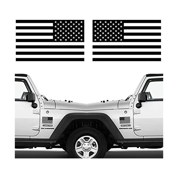 Die Cut Subdued Matte Black American Flag Sticker 3" X 5" Tactical Military Flag USA Decal Great for Car, Hard Hat. Car Vinyl Window Bumper Decal Sticker (1 Pair)