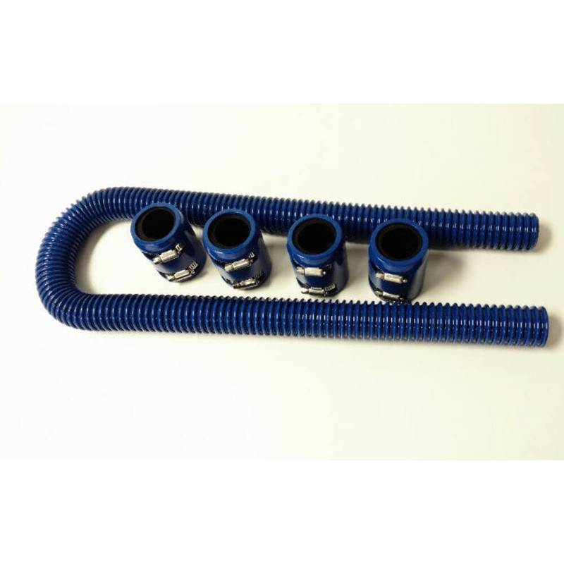 48" Blue Stainless Flexible Radiator Hose Kit w/Blue End Caps