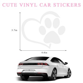 Yourkar Pet Dog Paw Print Sticker, Love Heart Dog Paw Stamped Automotive Window Decor Decal, Cute Paw Stickers for Vehicles Windows Walls Laptop Luggage, Exterior Car Accessories (White)