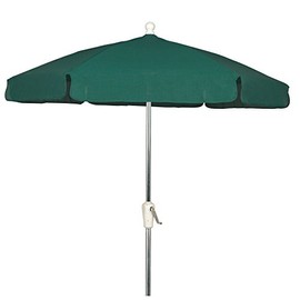 FiberBuilt Umbrellas Garden Umbrella with Push-Button Tilt, 7.5 Foot Forest Green Canopy and Bright Aluminum Pole