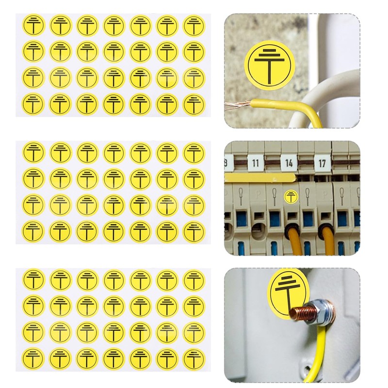 Gadpiparty Ground Symbol Stickers 400pcs Safety Protective Earth Protective Grounding