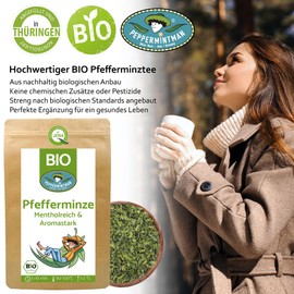 Organic Peppermint Tea 250 g – MentholRich & Aromatic – European Cultivation by Family Business – Loose and Dried – Peppermintman