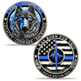 BHealthLife Thin Blue Line Police K9 Challenge Coin -K9 Dog Memorial Token - Appreciation Gifts for Police Officers Law Enforcement Officers Police Dog Gifts for Handler