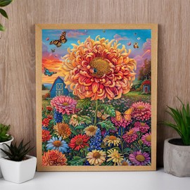 OKSGYTA Paint by Number Large Persian Chrysanthemum DIY Painting on Canvas with Brushes Acrylic Paints Barn Landscape Colorful Wildflowers Paint by Numbers for Adults Beginner 16x20 Inch (No Frame)