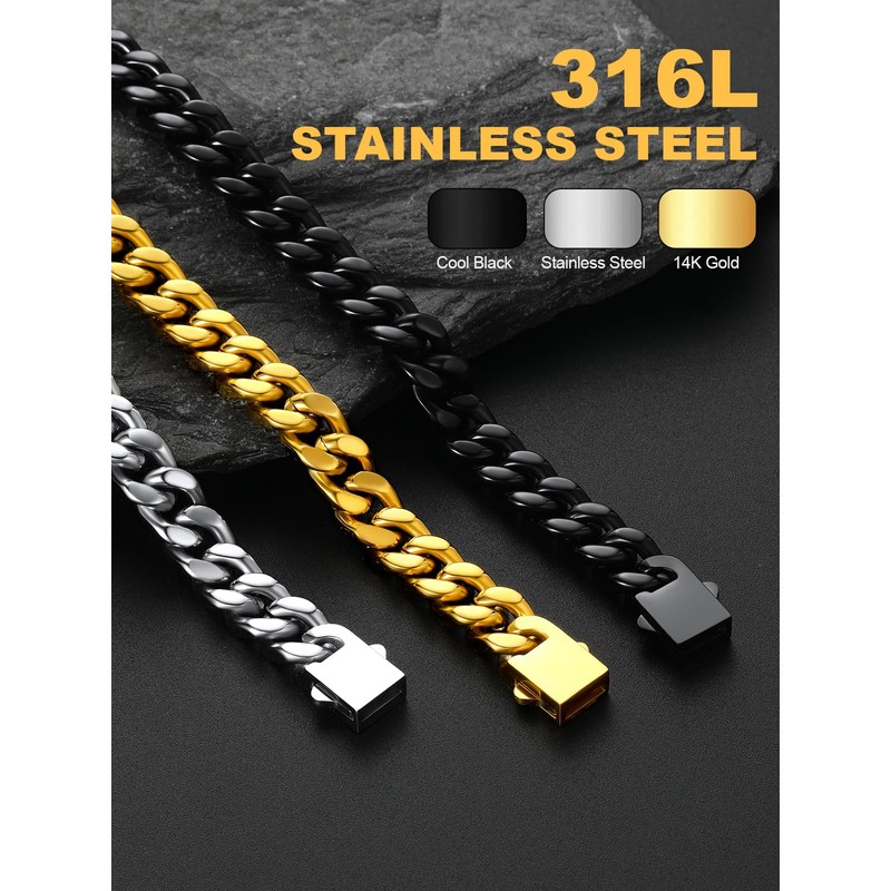 U7 Men's Bracelet Stainless Steel Bracelets Chic Curb Chain Miami