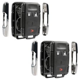 Chrome Key Fob Keyless Entry Remote Shell Case & Pad fits Chevy Silverado Colorado / GMC Sierra Canyon 2014 2015 2016 2017 (M3N-32337100), Set of 2