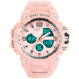 findtime Digital Watch Womens, Pink Reloj para Mujer Waterproof Sports Running Watches for Women with 24 Hour Dual Time Stopwatch