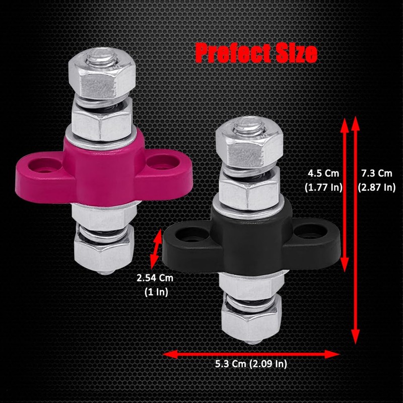 Ampper 3/8" Remote Battery Terminal Feed Through Connector, Thru Panel