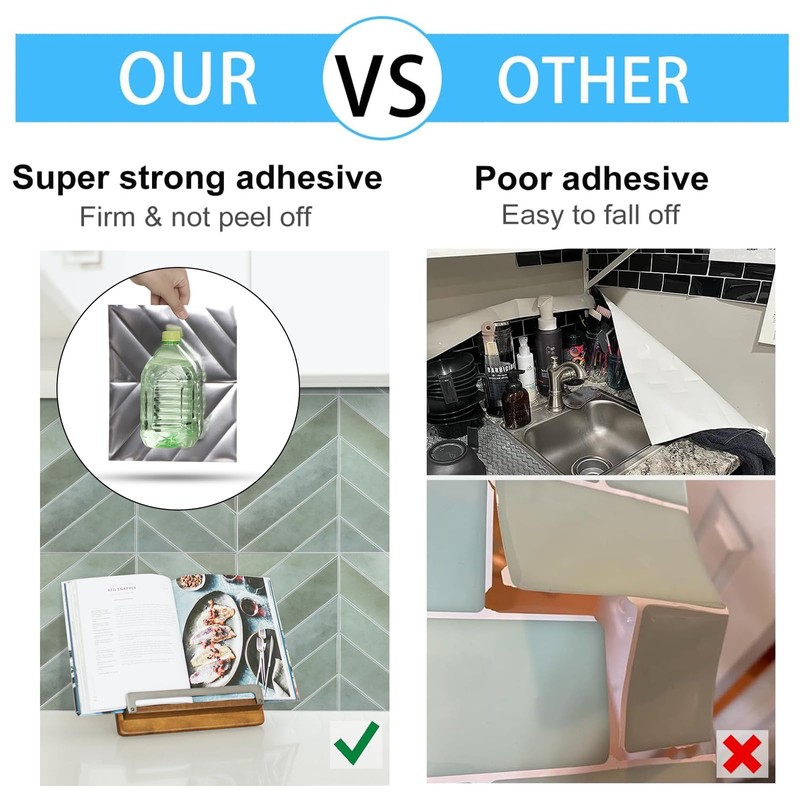 AllDecoo Peel and Stick Backsplash for Kitchen,New Upgrade Herringbone Premium