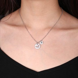 MONOOC Necklaces for Teen Girls, Stainless Steel Initial J Necklace with Heart Horse Necklace for Child, Embolden Jewelry Horse Stuff for Girls Heart Letter Necklace Horse Gifts for Girls