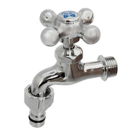 R Samjeong Cross-Handle Balcony Faucet Washing Machine Hose