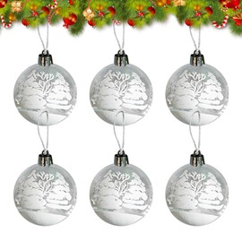 BRTNUP Christmas Baubles 6cm White Snow Scene Christmas Ball Ornaments Christmas Tree Decorations Hanging Baubles Xmas Party Decoration
