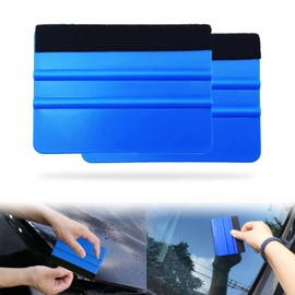 RBOKO 2Pcs Squeegee for Vinyl, Felt Edge Squeegee Car Wrapping Tool Kits, Plastic Felt Edge Vinyl Squeegee, for Car Vinyl Wrap, Wallpaper, Window Tint Squeegee(Blue)