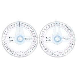 Toyvian 360 Degree Angle Finder with Swivel Arm for Primary School Students Transparent Plastic Full Circle Protractor, Pack of 2
