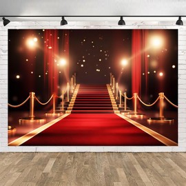 10x8ft VIP Backdrop Glitter Red Carpet Photography Background Movie Night Event Steps Decorations Banner Film Stage Celebrity Birthday Banquet Party Photo Booth Props Studio Home Decor
