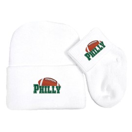 Future Tailgater Newborn Baby Knit Cap and Socks Set for Philadelphia Football Fans White