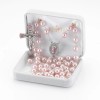 HMH Religious 8mm Round Pink Capped Bead Rosary with Pink