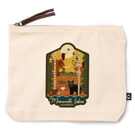 Mammoth Lakes, California, Forest Animals and Pine Trees, Geometric, 100% Cotton Zipper Pouch, Travel Accessory, Go Bag