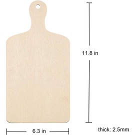5 Pack Unfinished Wood Cutting Board 11.8"L x 6.3"W, 2.5mm Wooden Paddle Cheese Bread Board Set Chopping Board Serving Tray for Craft