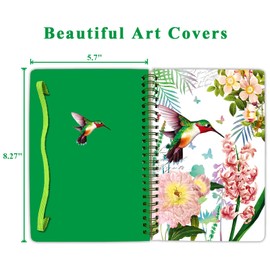 DWIYITTN Hummingbird Journal for Women & Girls, A5 Lined Spiral Notebook, 160 Pages for Writing, 5.7'' x 8.25'', Hardcover, Kids Diary, Gift Ideas