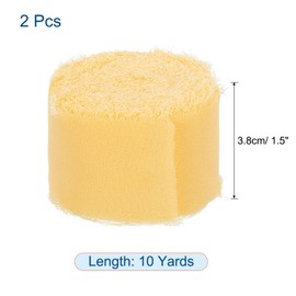 sourcing map Chiffon Ribbon 1.5" x20 Yard Silk Ribbon, Light Yellow Chiffon Silk Ribbon for Wedding, Gift Wrapping, Flower Arrangement Decoration, Pack of 2