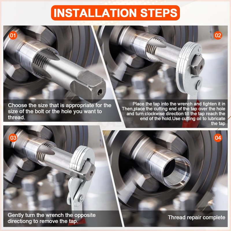 8 Piece NPT Pipe Tap Set (1/8" to 3/4") with