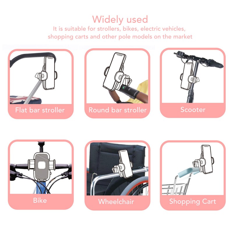 Stroller Phone Holder 360° Rotation Bike Phone Mount Antiskid for