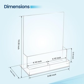 2 Pack Acrylic Flyer Holder 8.5 x 11 Clear Brochure Display Stand with Acrylic and Business Card Holder, Plastic Flyer Display Stand for Magazine, Pamphlet, Booklets, Menu, Journals