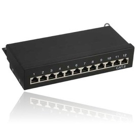 Professional Metal Patch SCENetwork 5 m CAT6 Patch Panel Cat 6 Class E 12 Port Patch Panel – Black Pack of 50, 250MHZ 1 GBit Wall Mounted or as a Desktop