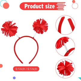 Xinnun 2 Pcs Pom Halloween Christmas Headband Fluffy Head Bopper Pom Party Antenna Headwear Decoration for Cosplay Costume(Red and Green)