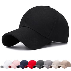 DURINM Baseball Cap Unisex Outdoor Sun Hat Women's Baseball Cap Cotton Baseball Caps Adult Baseball Cap for Men and Women 100% Cotton Baseball Cap Sports, black, 58