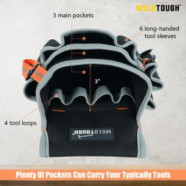 Small Tool Pouch for Tool Belt,Electrician Tool Pouch,Tool Pouch Tool Holster with 13 Pockets,Construction Pouch,Tool Organizer for Tools(Gray)