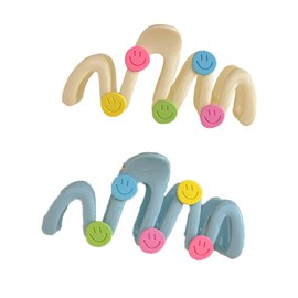 Jelly Color Wavy Hair Claw Clips - 4.21 inch Cute Large Strong Hold Colorful Non slip Hair Clips Fashion Thin Thick Curly Hair Accessories for Women Girls (Blue/White)