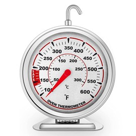 Oven Thermometer 100℉-600℉ & -40℃- 310℃ Double Scale 3 Inch Stainless Steel Large Dial Oven Grill Thermometer for Gas & Electric Oven,Grill Cooking,Accurate Oven Thermometer for Meat,Grilling,Cake