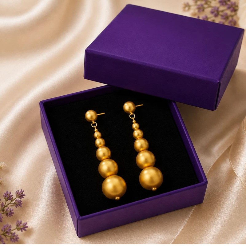 18K Gold Dangle Earrings for Women - 925 Sterling Silver