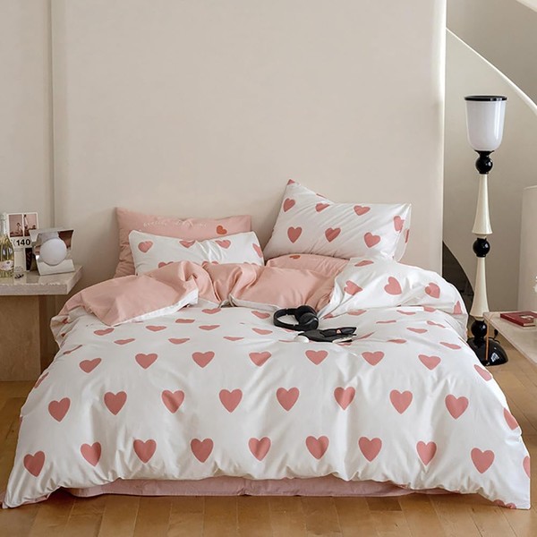 Nayoroom Bed Linen 135 x 200 cm White with Pink