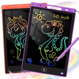 KTEBO® 2 Pack 10 in LCD Writing Tablet for Kids - Erasable Drawing Board, Educational Toddler Toys, Preschool Learning Activities (Purple & Red)