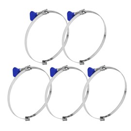 POWERTEC 70226 4 Inch Left Hand Keyed Bridge Hose Clamp, Thumb Screw Key Adjustable Stainless Steel Hose Clamps for Dust Collection, Dust Collector and Dryer Vent Hose, 5 pack