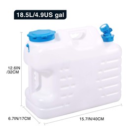 CAMPMAX 5 Gallon/18.5L Water Container with Spigot, Portable BPA Free Water Jug, Multifunction Water Tank for Camping Outdoor Hiking Picnic Supplies, Emergency Stroage