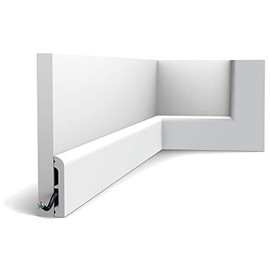 Skirting Orac Decor SX183-RAL9003 AXXENT Cascade Baseboard Moulding Panel Moulding Decorative Moulding Already Painted Contemporary Design Signal White 2 m