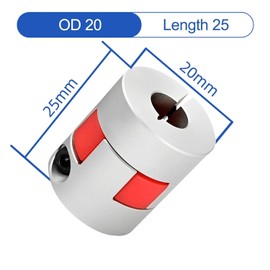 D20*L25 Flexible Shaft Coupling, 6.35mm to 8mm Bore, Aluminum Plum Connector for 3D Printers, CNC Machines, and Servo/Stepper Motors