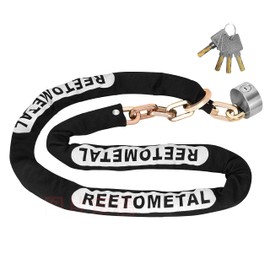REETOMETAL Heavy Duty Security Chain with Hidden Shackle Lock, 6 Foot x 3/8" Thick Hardened Steel Cut-Proof Anti-Theft Chain & Puck Lock for Motorcycles, Bikes, Trailers, Fences, Containers