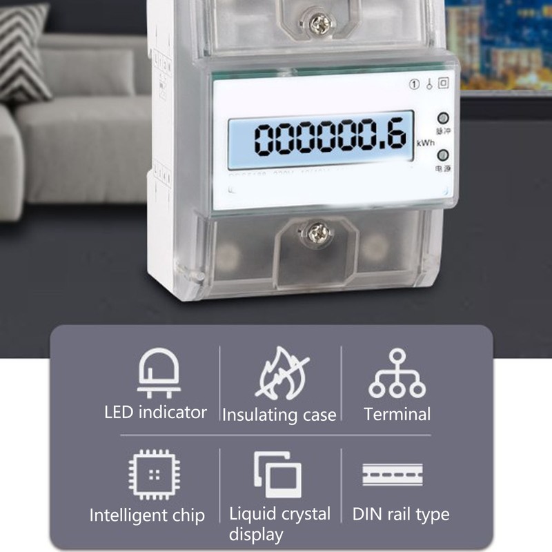 Digital Energy Meter 1 Phase 2 Wire KWh Electricity Wattmeter