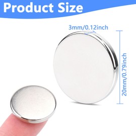 Keukenket 20x3mm Strong Neodymium Magnet,25Pcs Rare Earth Magnets Round Disc Magnets Heavy Duty, Small Round Refrigerator Magnet for Craft Office Whiteboard,Dry Erase Board,Tool Organization
