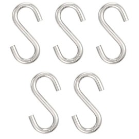 AMBOJIE 304 Stainless Steel S Hooks, 3.2 Inch, Heavy DutyS Hooks, for Hanging Hammock Stand, Swing Plants, Garden Fence, House Railing，Work Shop(5PCS)