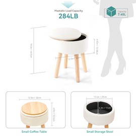 BRIAN & DANY Vanity Stool, Velvet Vanity Stool Chair with Storage, Round Makeup Chair Soft Padded Seat with Legs for Bedroom (Beige)