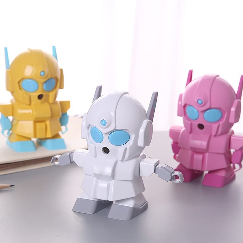.Robot Pencil Sharpener, Manual Hand Cranking Pencil Sharpener with Cartoon