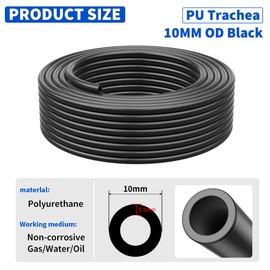 YAOJING Black 10mm Air Line Industrial PU Trachea Air Intake Hose Line Kit Fitting Tools - 10M/32.8Ft Pesticide-Resistant Hose for Automated Farm Systems