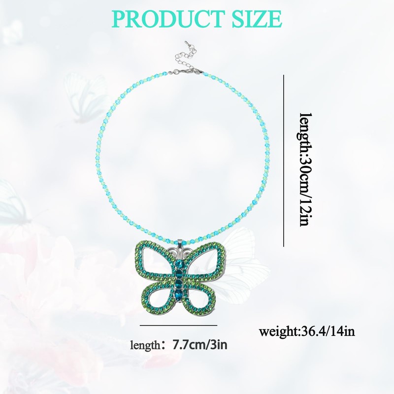 RAINDEWLL Butterfly Necklaces for Women Butterfly Choker Necklace Green Pendant