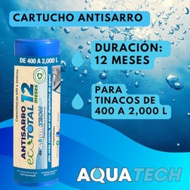 Sistema Antisarro para Tinaco 12 Meses. Filtro de Agua para Tinaco Previene formación de Sarro, Descalcificador de agua para Tinaco, Cisternas y Depósitos de 400 a 2000 L. 1 año